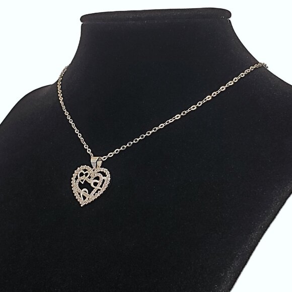 925 Silver Womens 1ct Diamond Heart Pendant Necklace Ladies New 16" 18" Jewelry - Picture 5 of 7